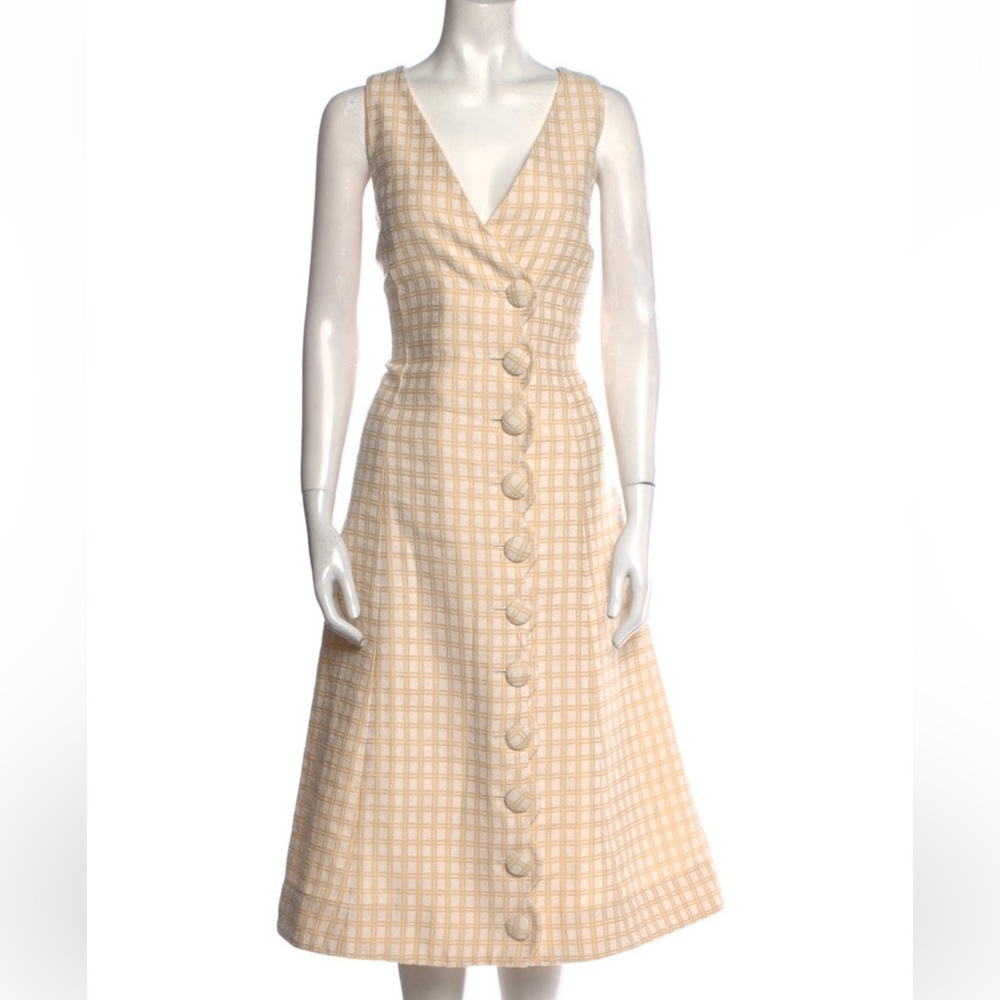 Lisa Marie Fernandez Elegant Tan Checkered Dress